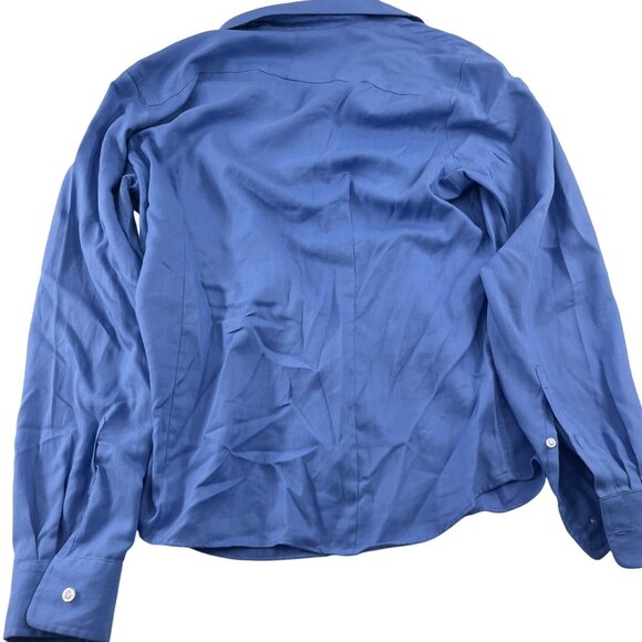 Lands' End Women's Blue Button-Up Shirt Size 14 Long Sleeve - Picture 4 of 4